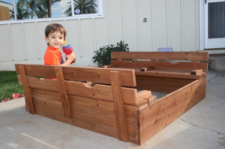 Badger Basket Covered Convertible Cedar Sandbox With Two Bench Seats